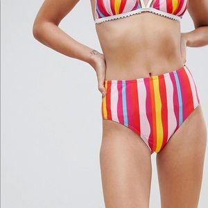 ASOS Stripe High Waist Bikini Bottom